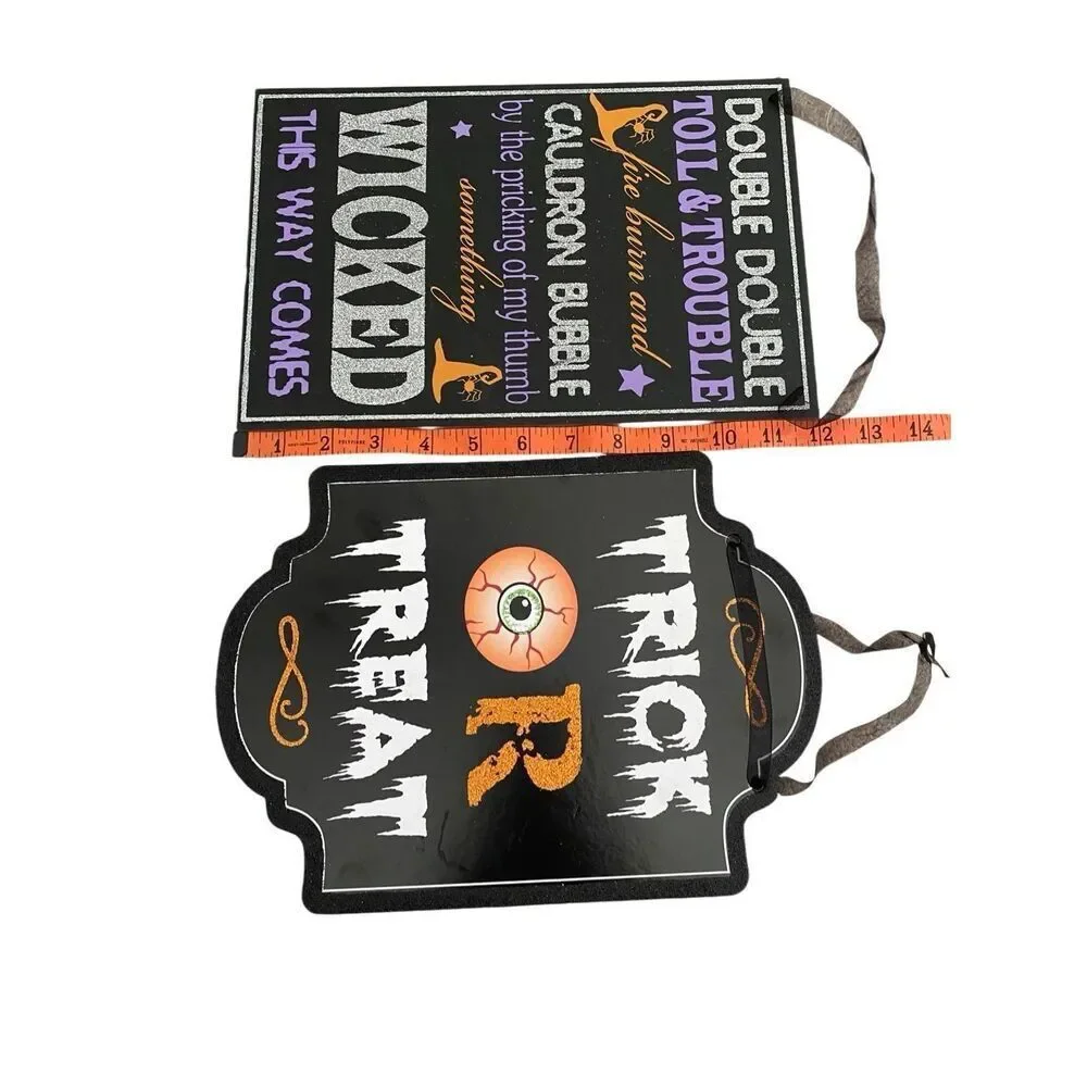 Lot Of 3 Halloween Hanging Home Signs Decor Decorations Goth Gothic Punk